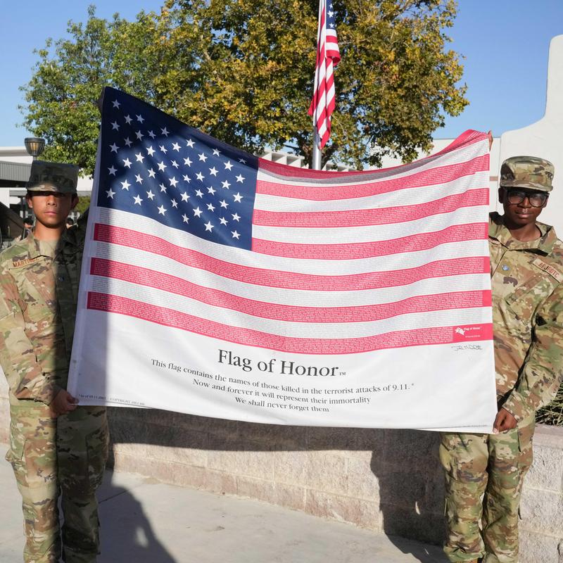 ROTC members holding a 9-11-2001 