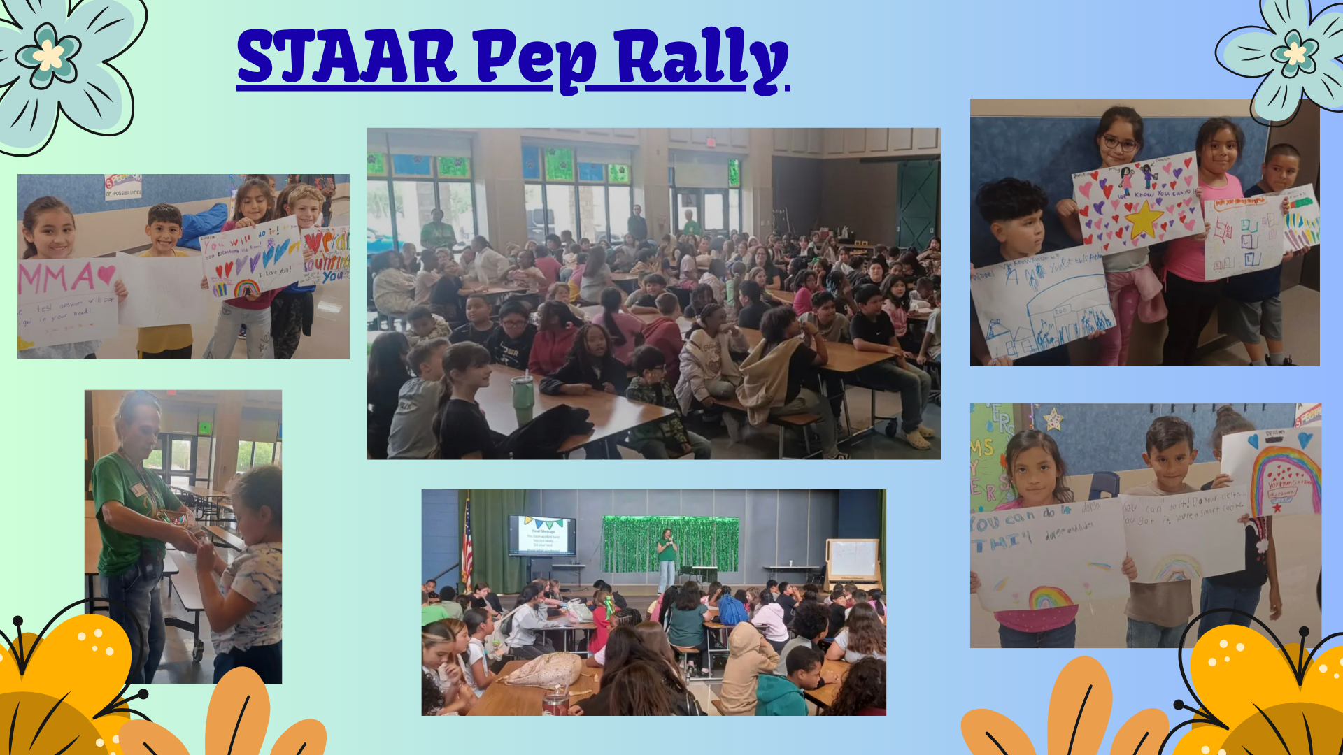 Pictures of students participating in the Jefferson STAAR Pep Rally.