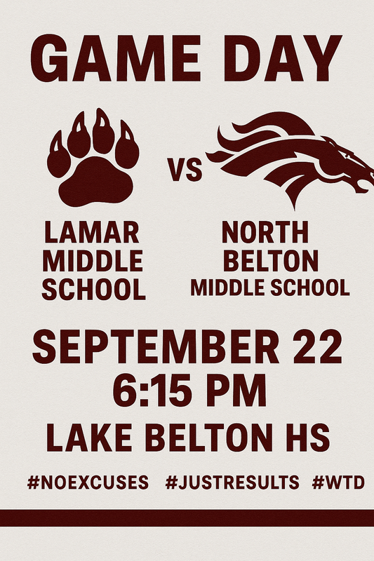 7th grade game september 22 away at lake belton high school