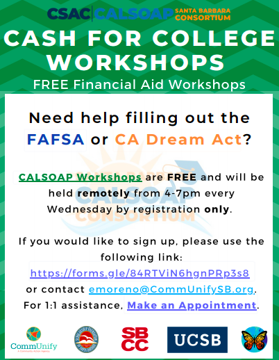 Cash 4 College Workshops hosted by Cal-SOAP / Talleres de Cash 4 College organizados por Cal-SOAP Featured Photo