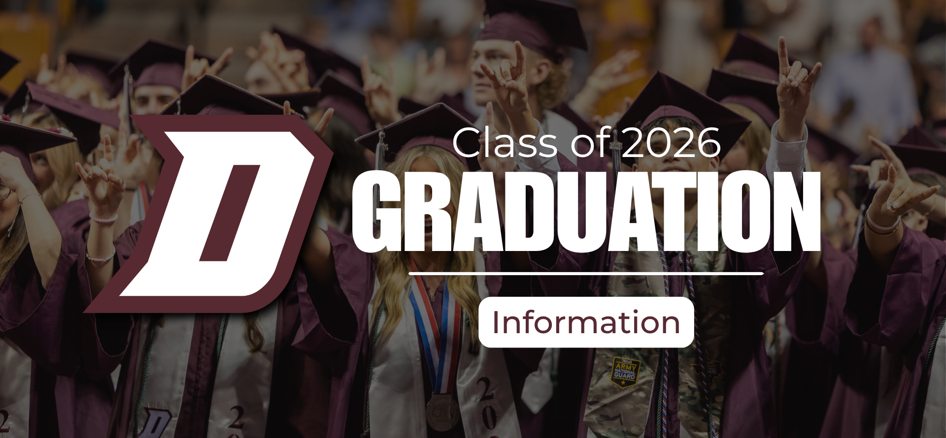 Graduation event for the Class of 2026 with attendees in caps and gowns.