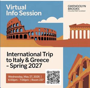 Flyer for virtual informational meeting about traveling.