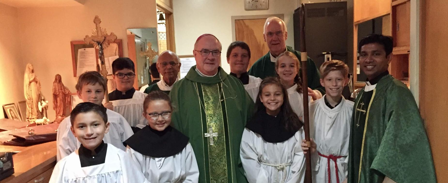 Students with Bishop Mulvey