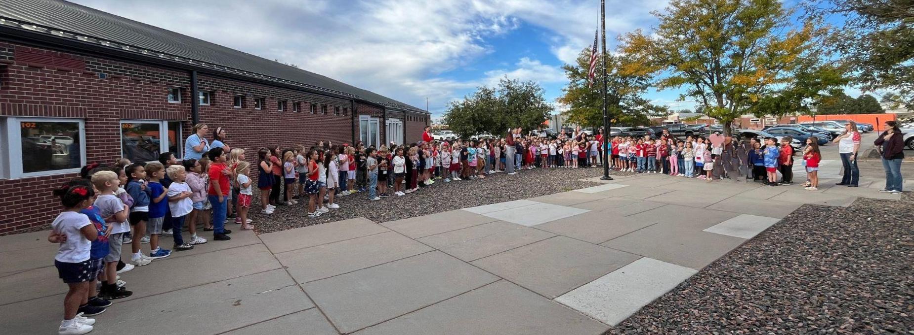 BES Students during Pledge of Allegiance on Patriot Day.