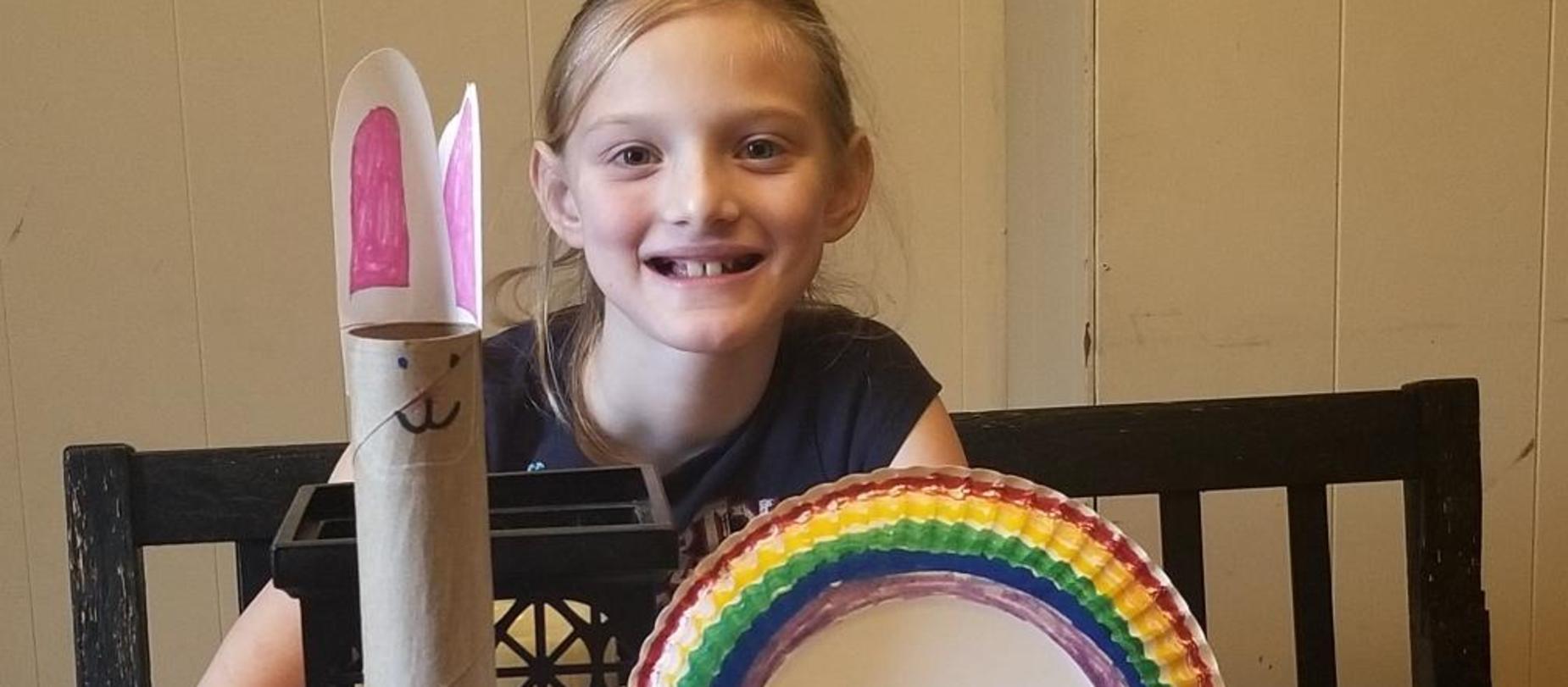 student making art projects