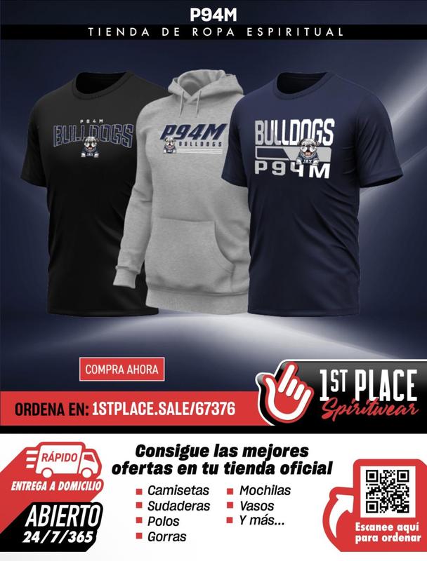 Pictures of three shirts in Spanish with QR code
