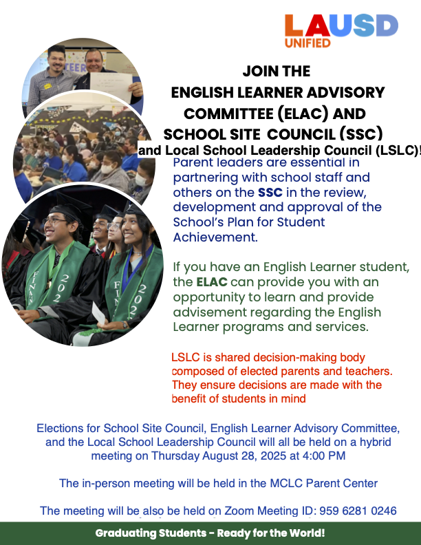 ELAC, SSC and LSLC Elections