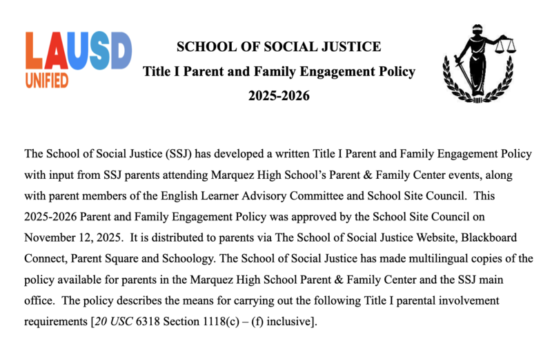 2025-2026 SSJ Parent Family Engagement Policy (PFEP) now available! / ¡Ya está disponible la Política de Participación de Padres y Familias (PFEP) de SSJ para el período 2025-2026!