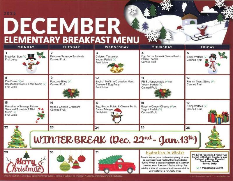 December Breakfast Menu