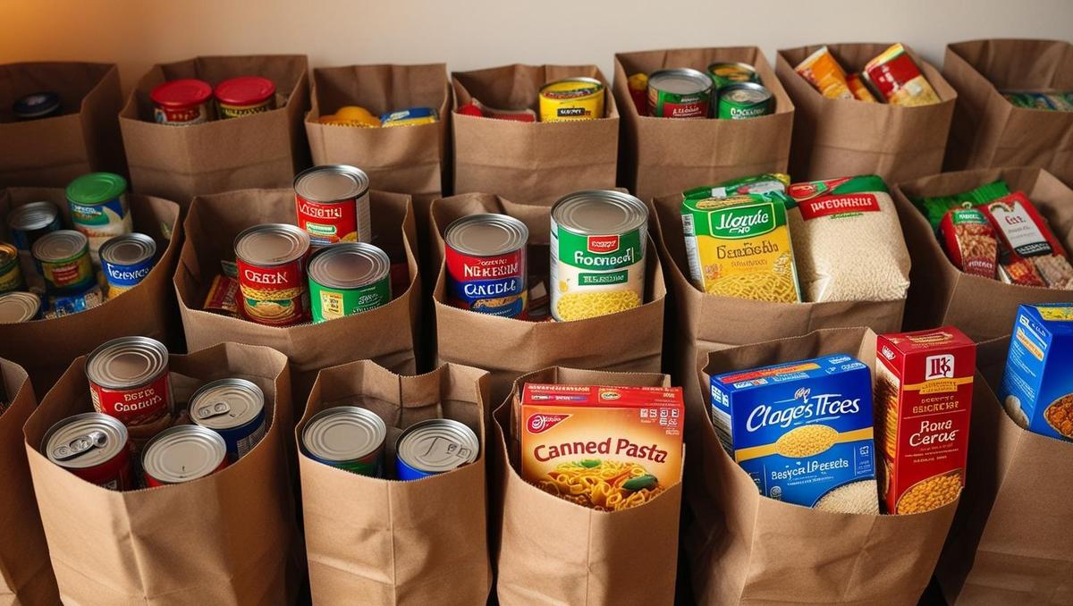 nonperishable food in brown bog