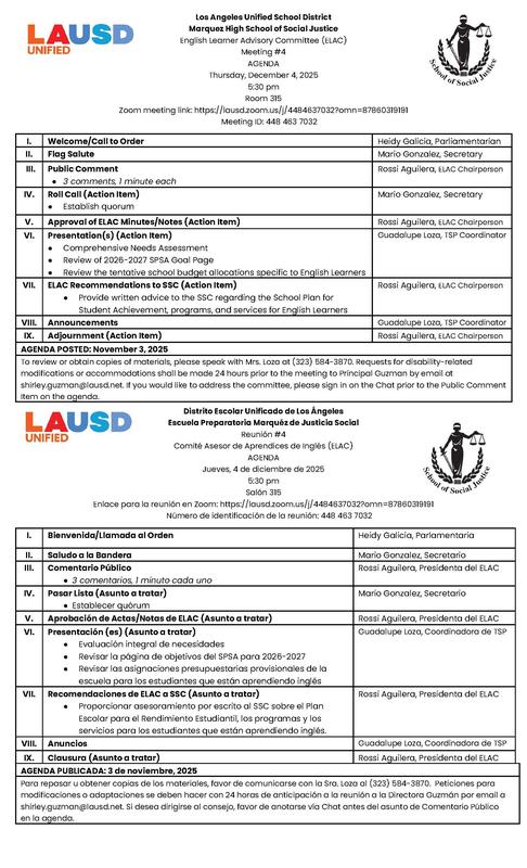 Join Us for Our ELAC Meeting!/¡Acompáñenos a nuestra junta de ELAC! Thumbnail Image