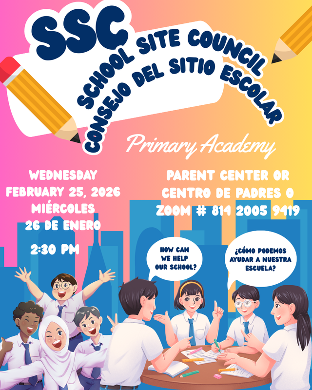 Students cheering for SSC info- 2/25/26 @ 2:30pm, Hybrid-Zoom or Parent Center