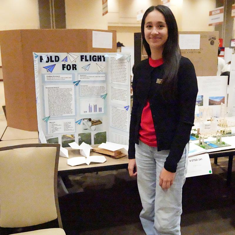 RCOE Science Fair Gold Medal Winner, Elaina Urquiza, “Fold for Flight”