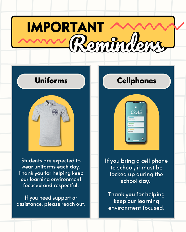 wear uniform and put away cellphones