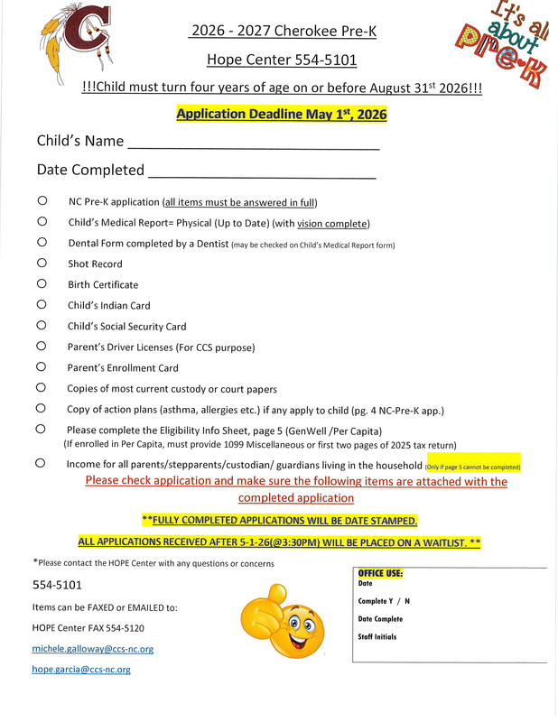 2026-2027 Pre-K Enrollment Packet