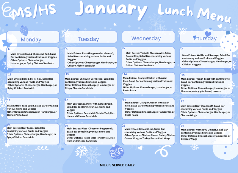 January Lunch Menu