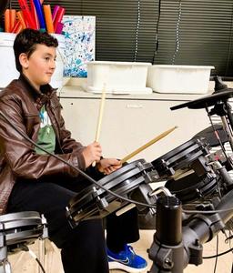 Student playing instrument