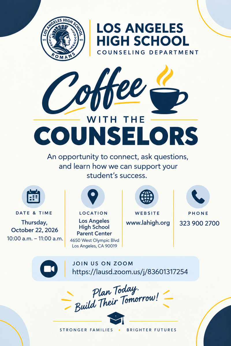 Flyer for October's Coffee with the Counselors in English