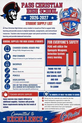 2026–2027 PCHS High School Supply List