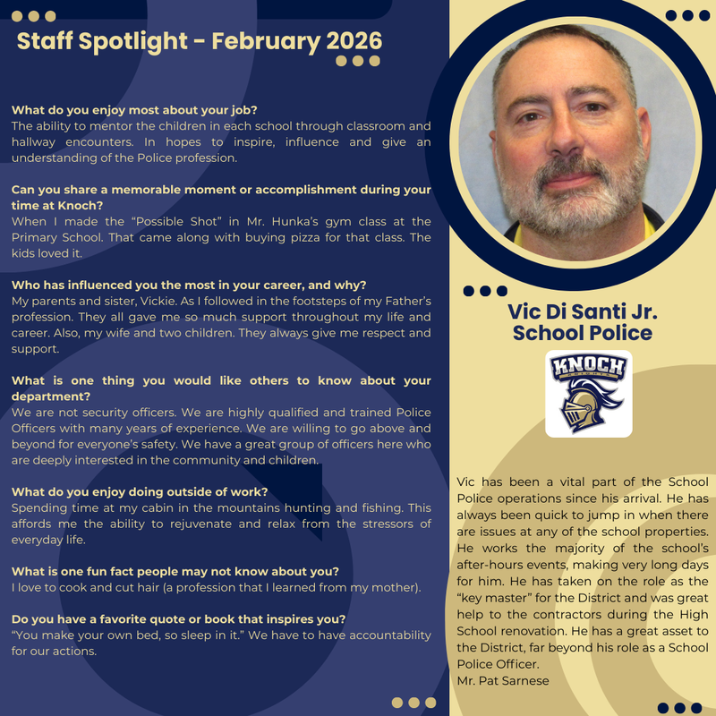 staff spotlight on School Resource Office - Officer Vic