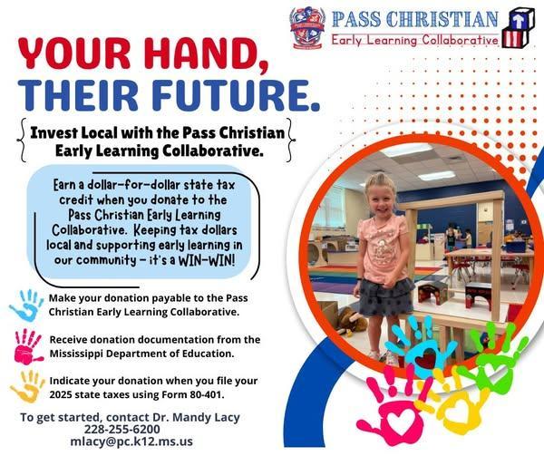 Mississippi's nationally award-winning Early Learning Collaboratives (ELCs) provide high-quality pre-K in our community. In Pass Christian, our ELC serves 80 children.