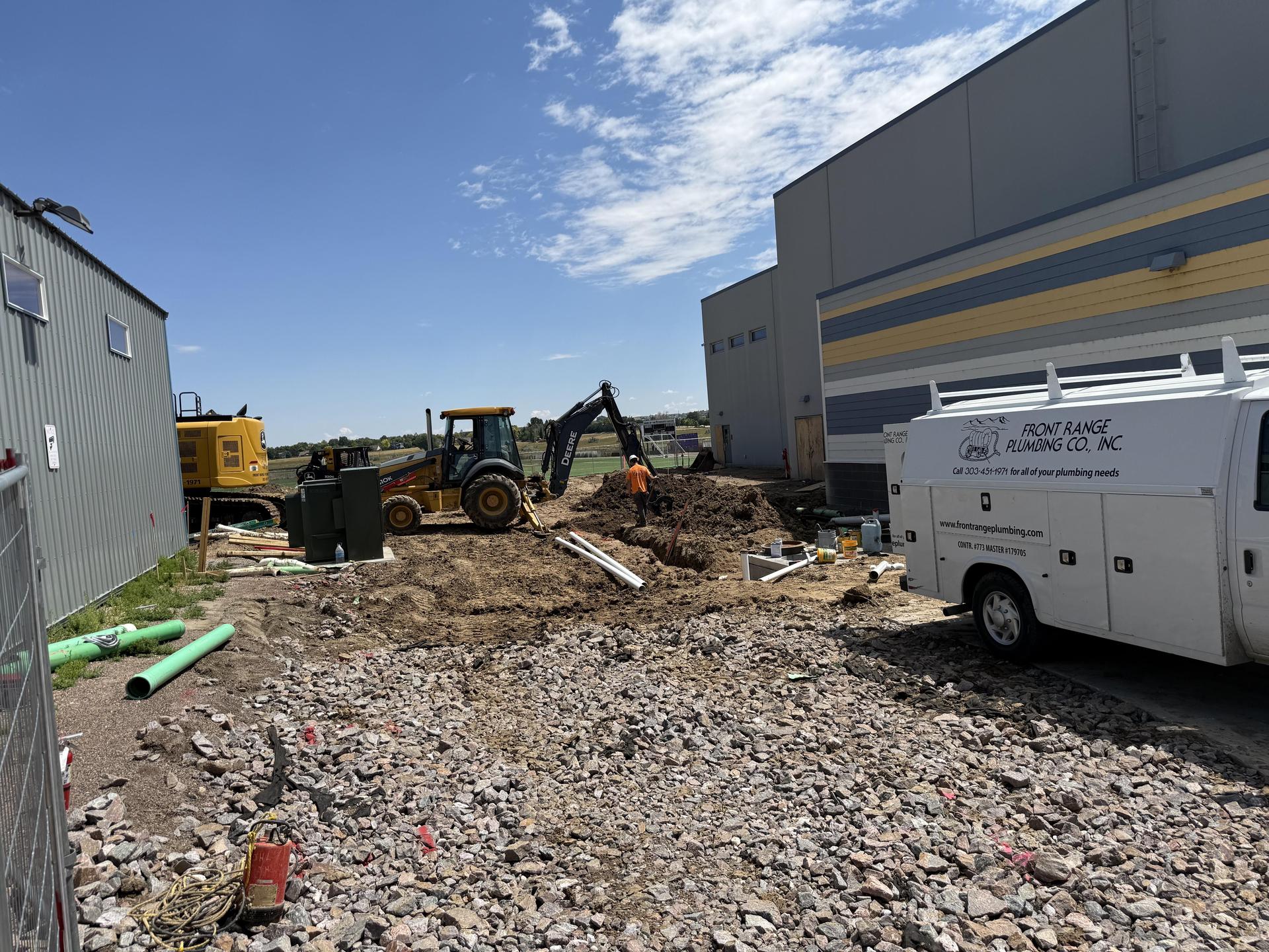 Elementary Gym Construction utility work and dirt moving