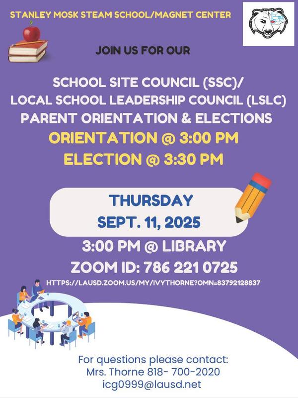 SSC/LSLC Parent Orientation and Election Flyer English