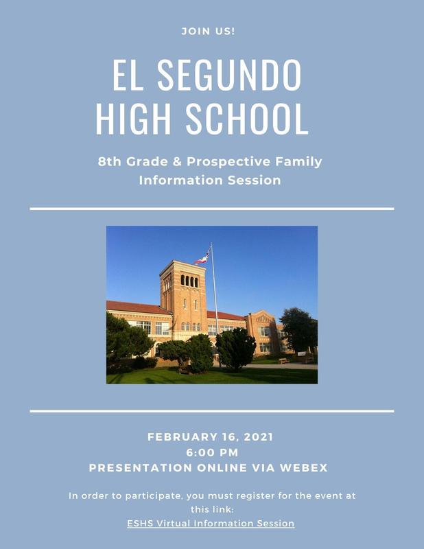 El Segundo High School to Host Online Information Session for 8th Grade & Prospective Families Feb. 16 Featured Photo