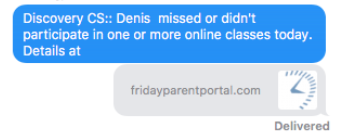 Text missed virtual classes