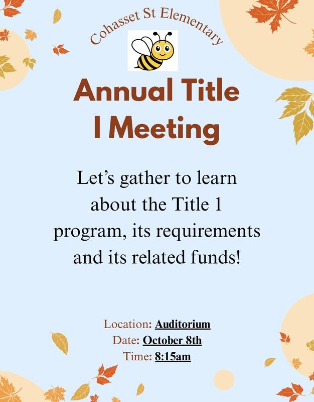 Blue flyer announcing Annual Title 1 Meeting.