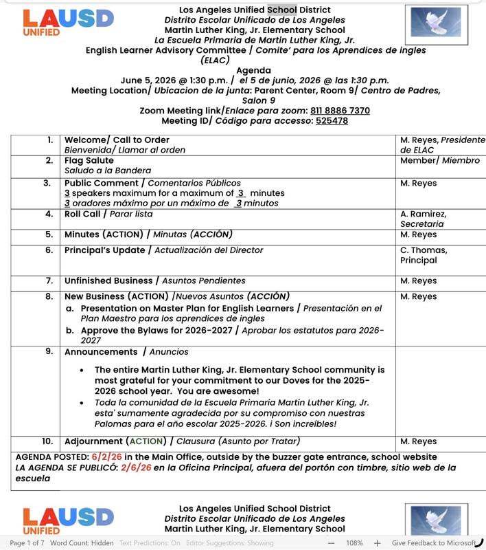 2025-2026 ELAC Agenda