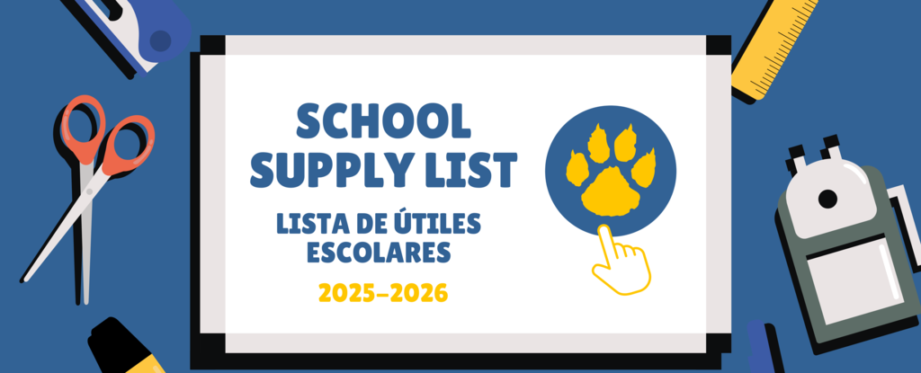 School supply list design with icons of scissors, ruler, and a backpack.
