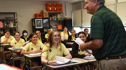 Saint Hubert students in classroom with teacher