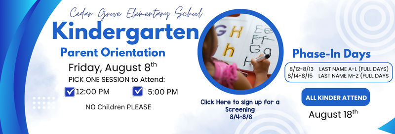 Kindergarten Back to School Information