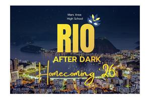 Promotional graphic for Mars Area High School Homecoming featuring a cityscape.