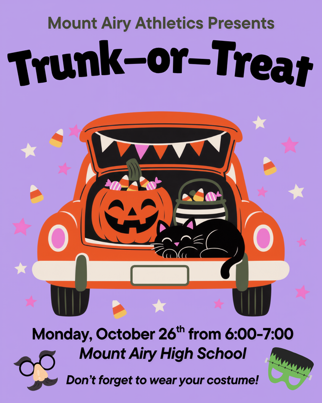 Trunk or Treat invite October 26 from 6-7 pm