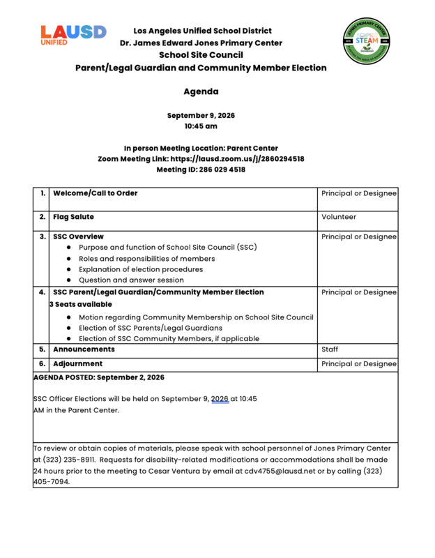 9-9-26 SSC Election Agenda