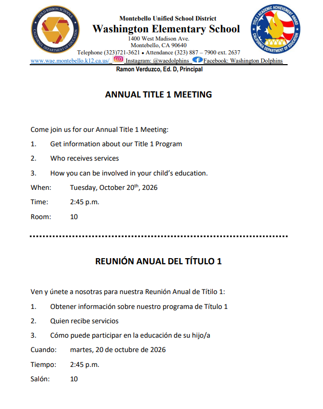 Title 1 Parent Meeting