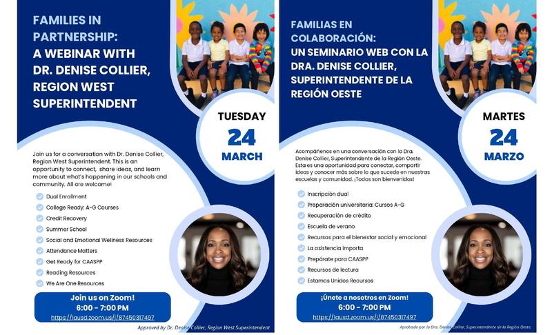 Webinar with Dr. Denise Collier / Seminario web con la Dra. Denise Collier Featured Photo