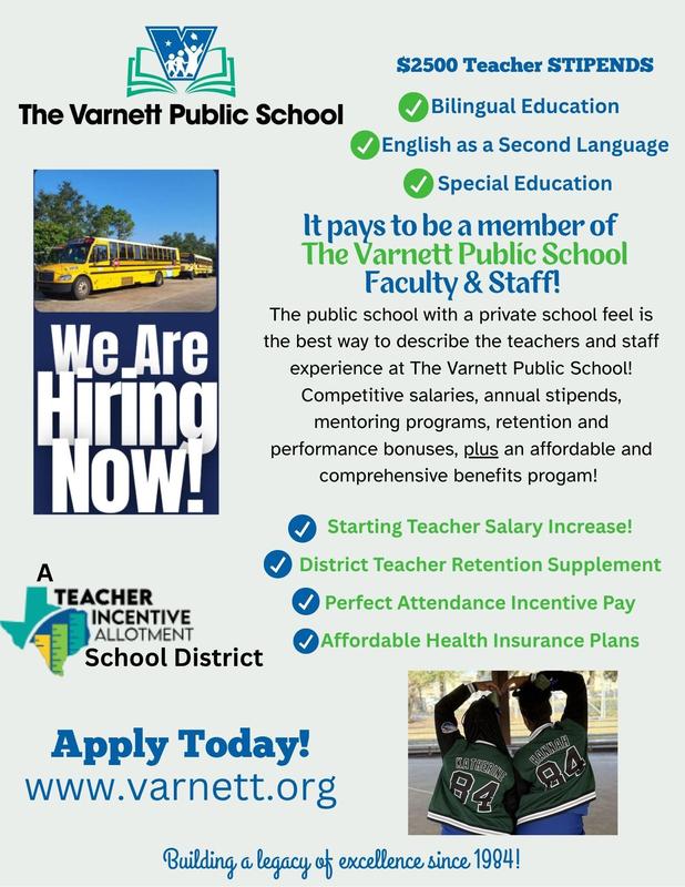 It Pays to Work at The Varnett Public School District!