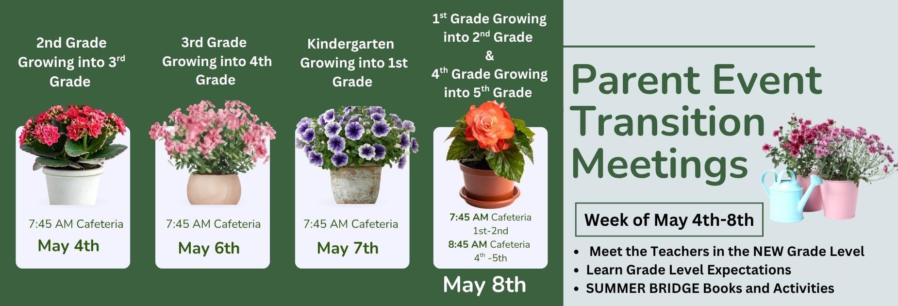 Transition Meetings May 4-8th Parents Invited