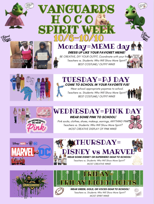 spirit week detailing the days of the week activity