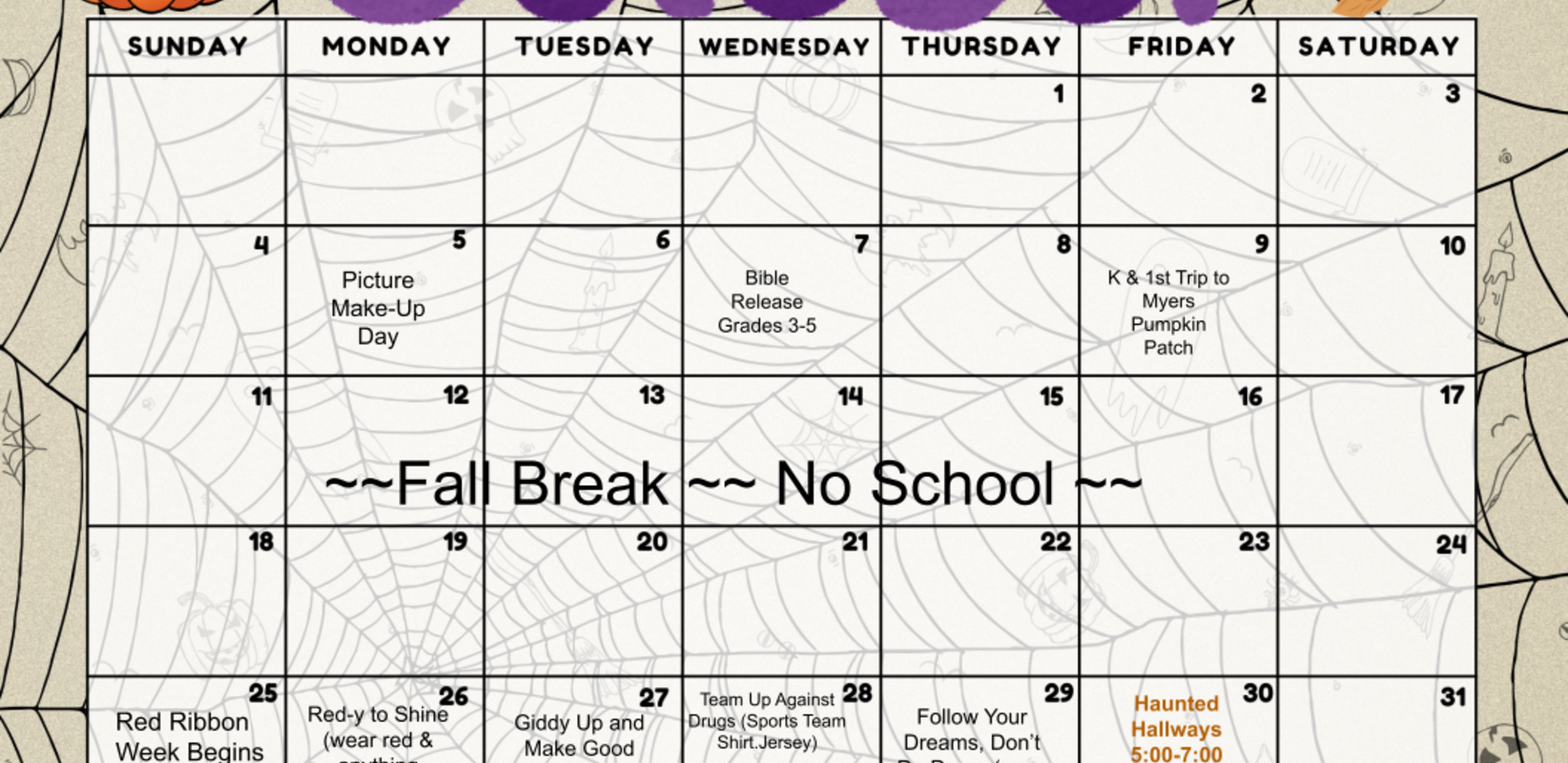 October  Calendar