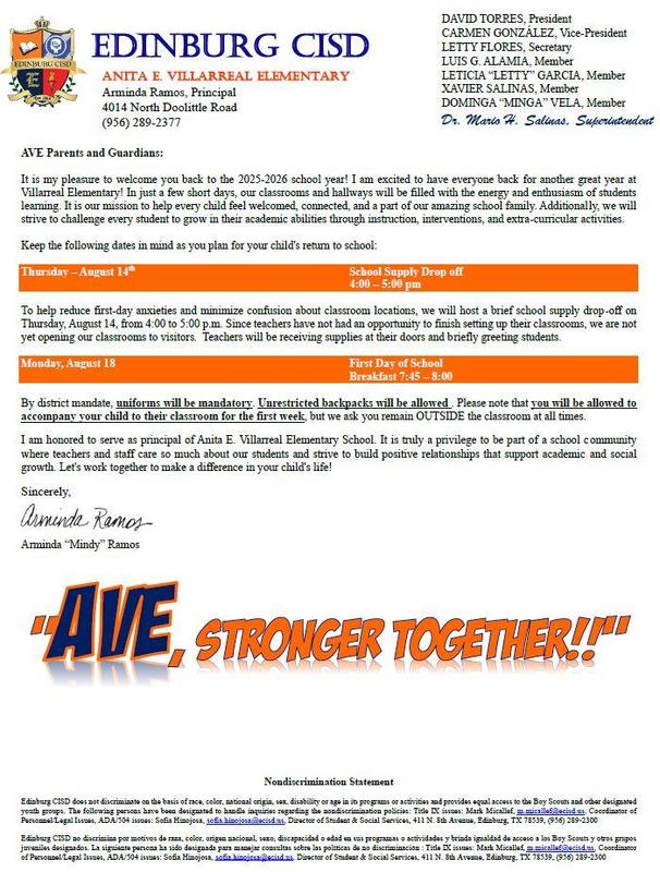welcome back letter