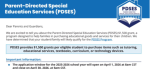screen shot of PDSES grant flyer