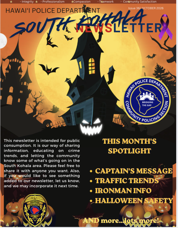 South Kohala Police Newsletter October 2026