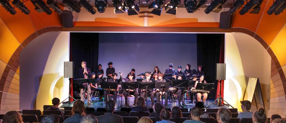 students playing jazz on stage