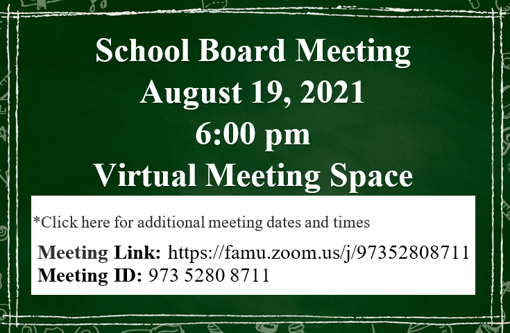 August 19, 2021 School Board Meeting Notice