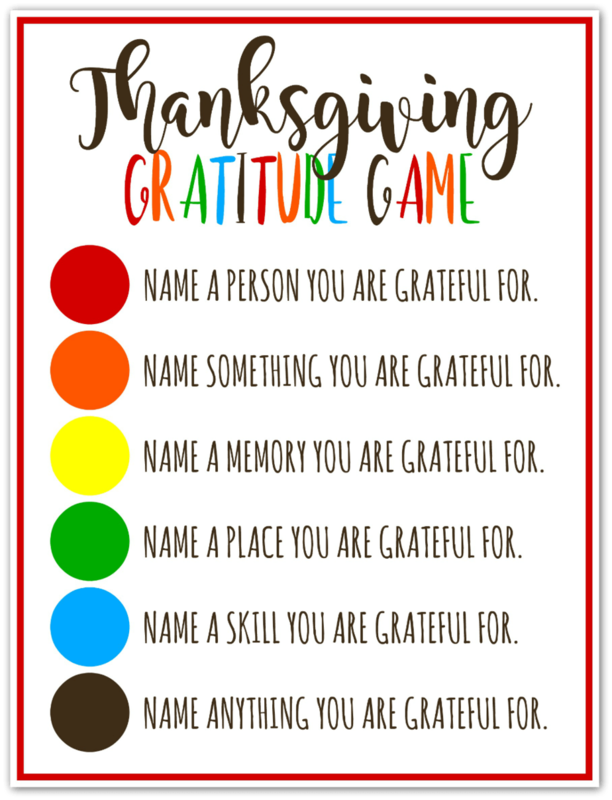 Thanksgiving Gratitude game