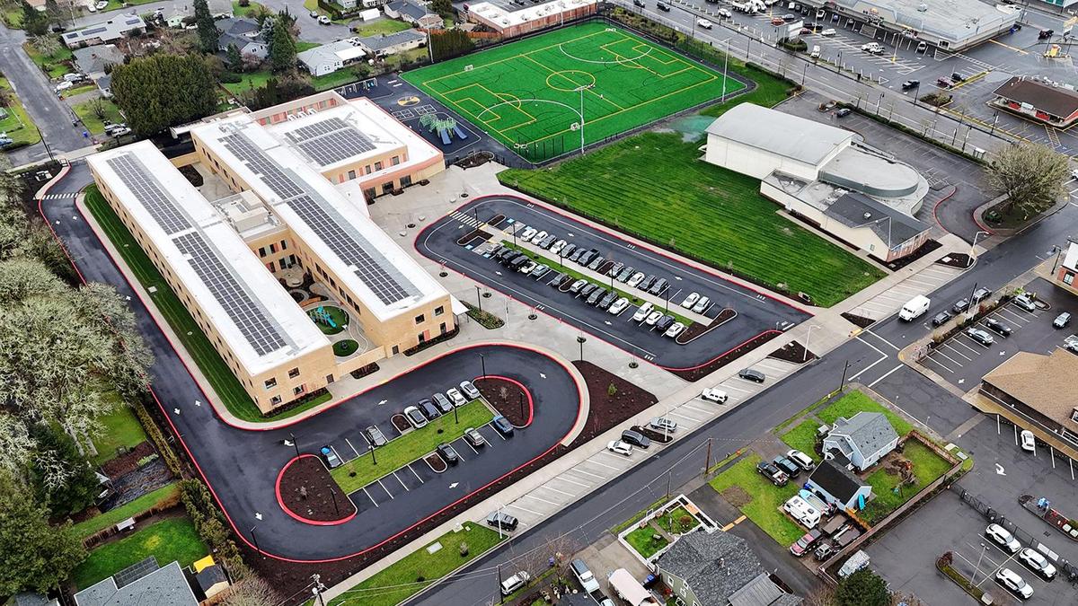 Cornelius ES campus aerial view to SE